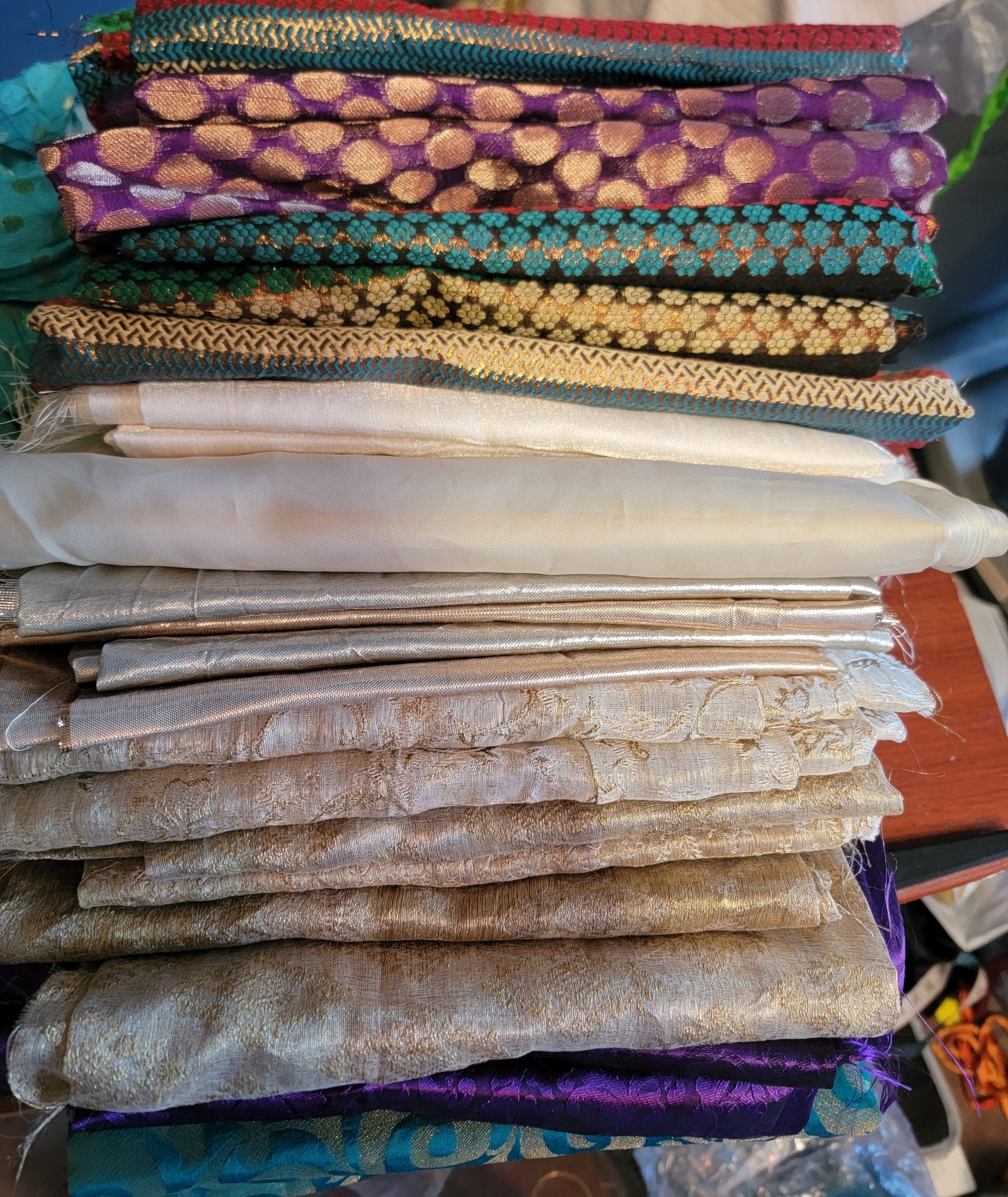 Set of 5 Pieces One Yard each Art Craft stitching Projects Junk Journal Scrap book Purse & hat decor