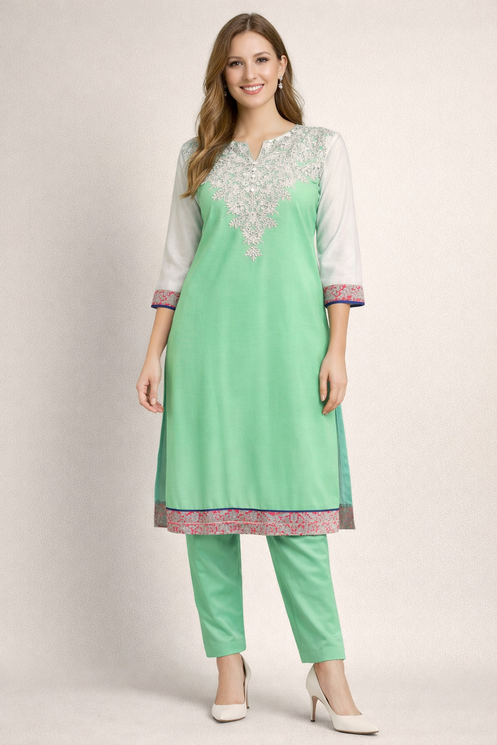 Green salwar kameez Dupatta chest size 42