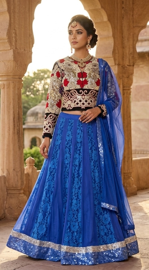 Blue lehanga choli set size small