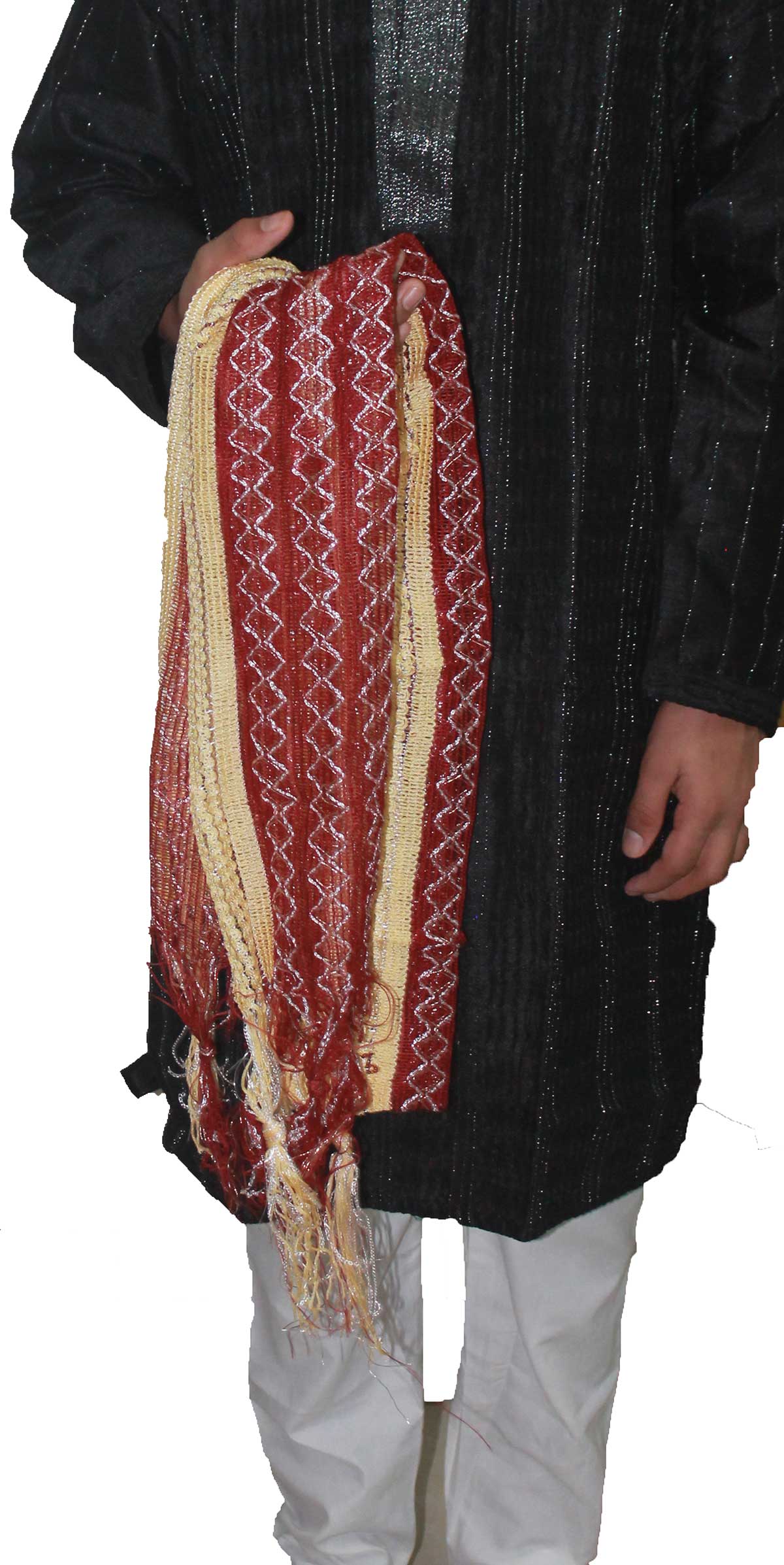 Burgundy & Gold Men’s Dupatta – Traditional Sherwani kurta Stole