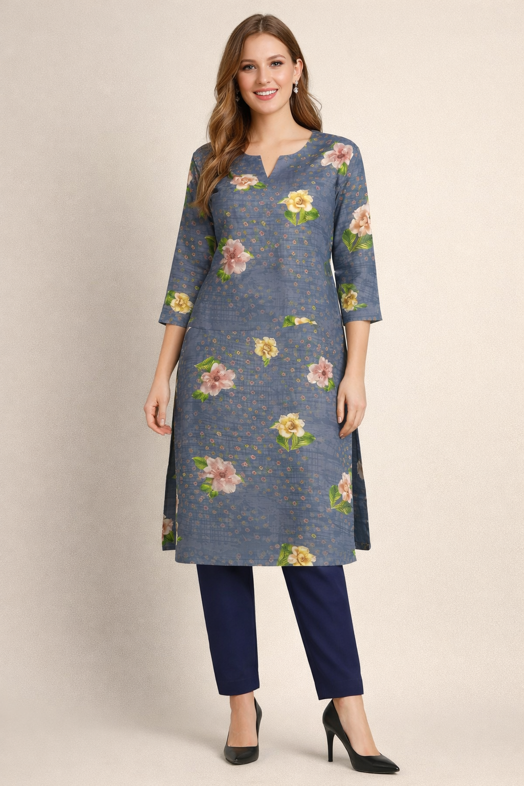 Stale gray floral salwar kameez Dupatta chest size 42