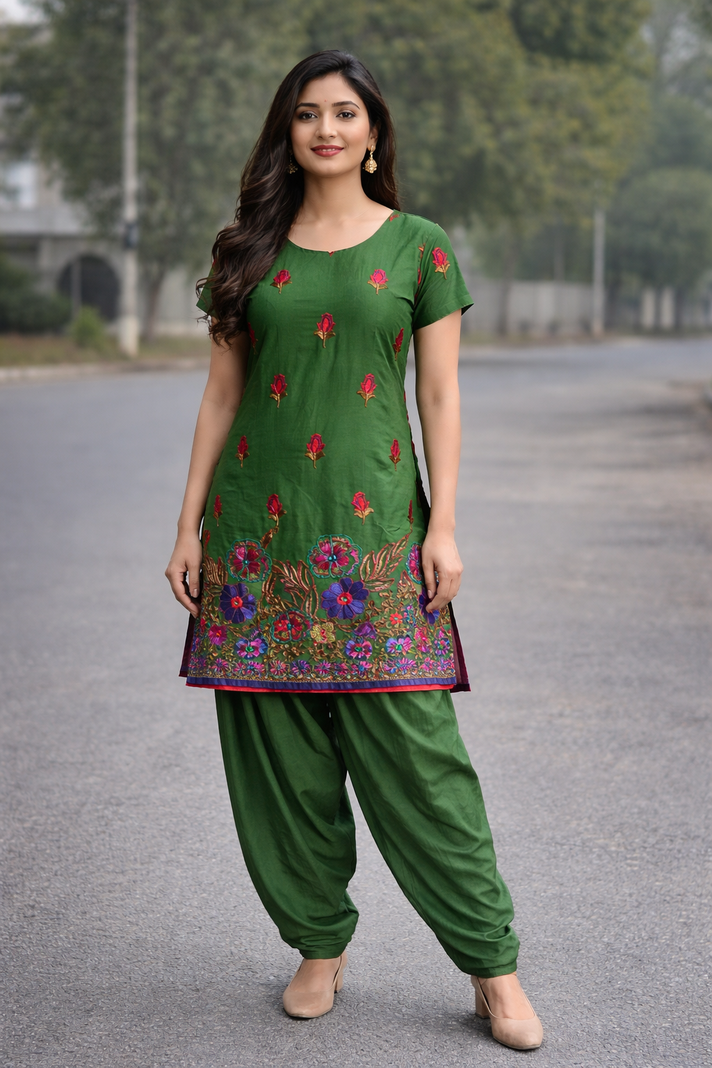 Green embroidered salwar kameez Dupatta 46