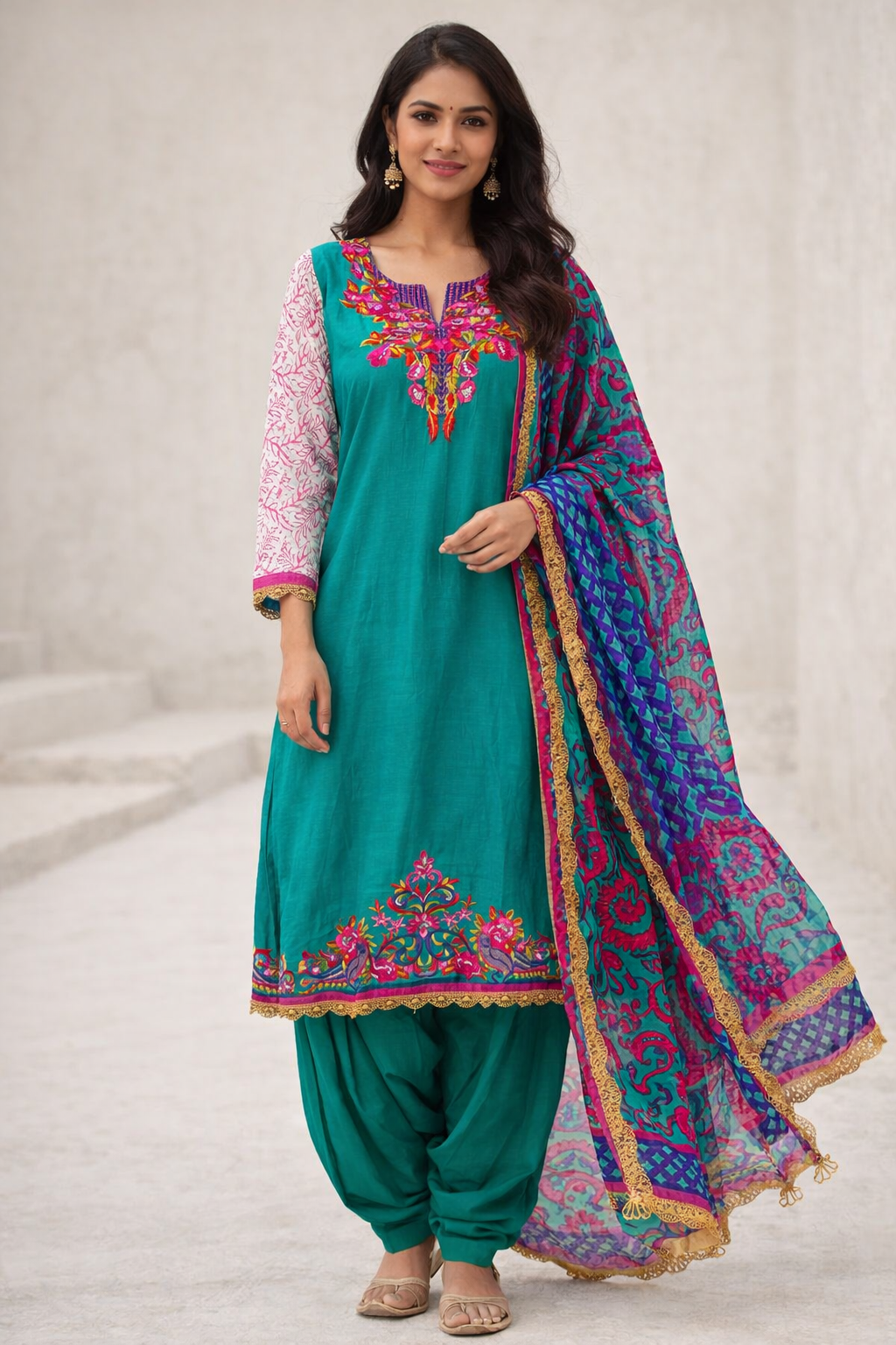 Green Plus Chest size 56 Salwar kameez Indian Wedding Party wear Clothing Long sleeves