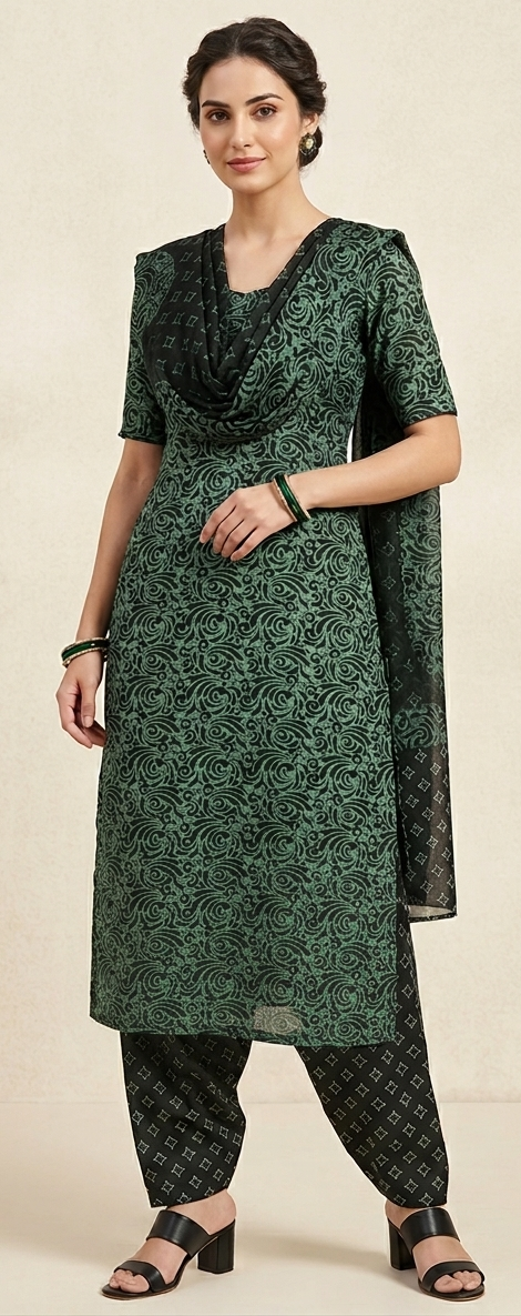 Green Plus size 56 Printed salwar kameez