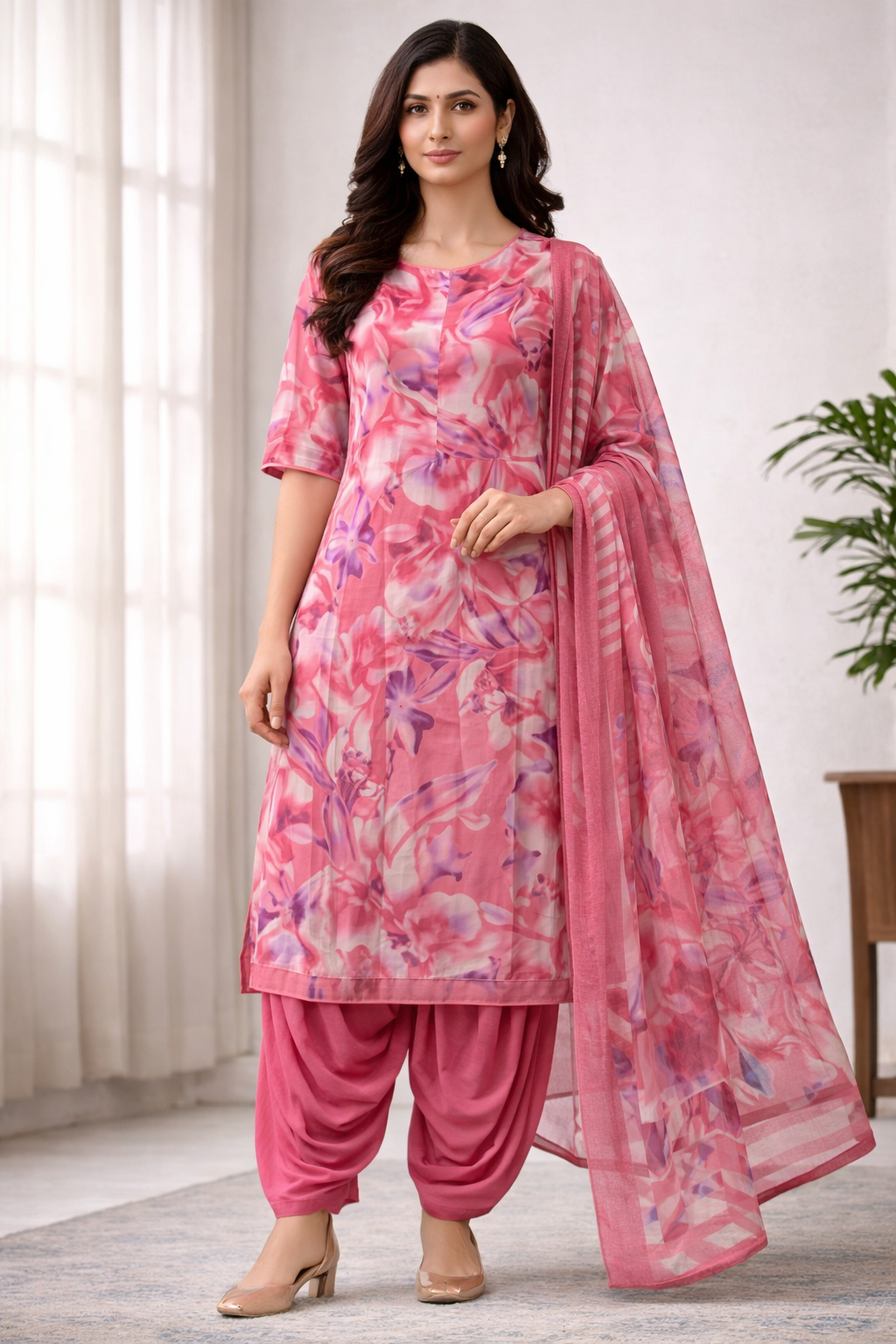 PInk Salwar kameez dress Plus Chest size 56