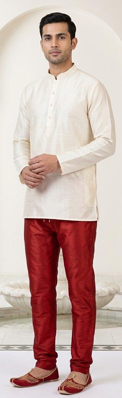 Men's Red Silk Pajama Pants – Traditional Kurta & Sherwani Bottom | Indian Ethnic Wear