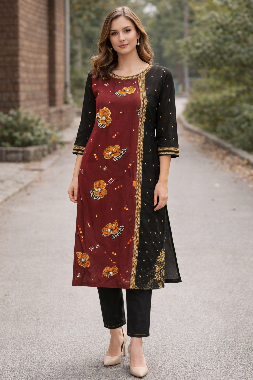 Beaded salwar kameez Dupatta chest size 42