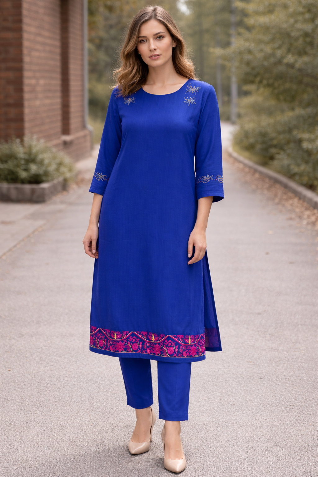 Blue salwar kameez Dupatta chest size 40