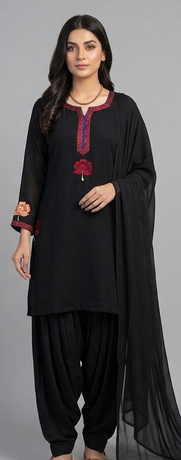 Black salwar kameez long sleeves size 44 xl
