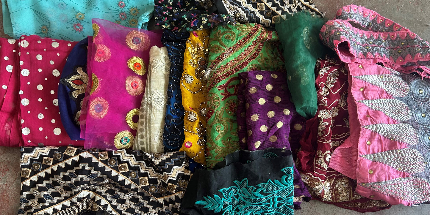 Set of 10 small Beaded fabric pieces Art craft stitching Projects