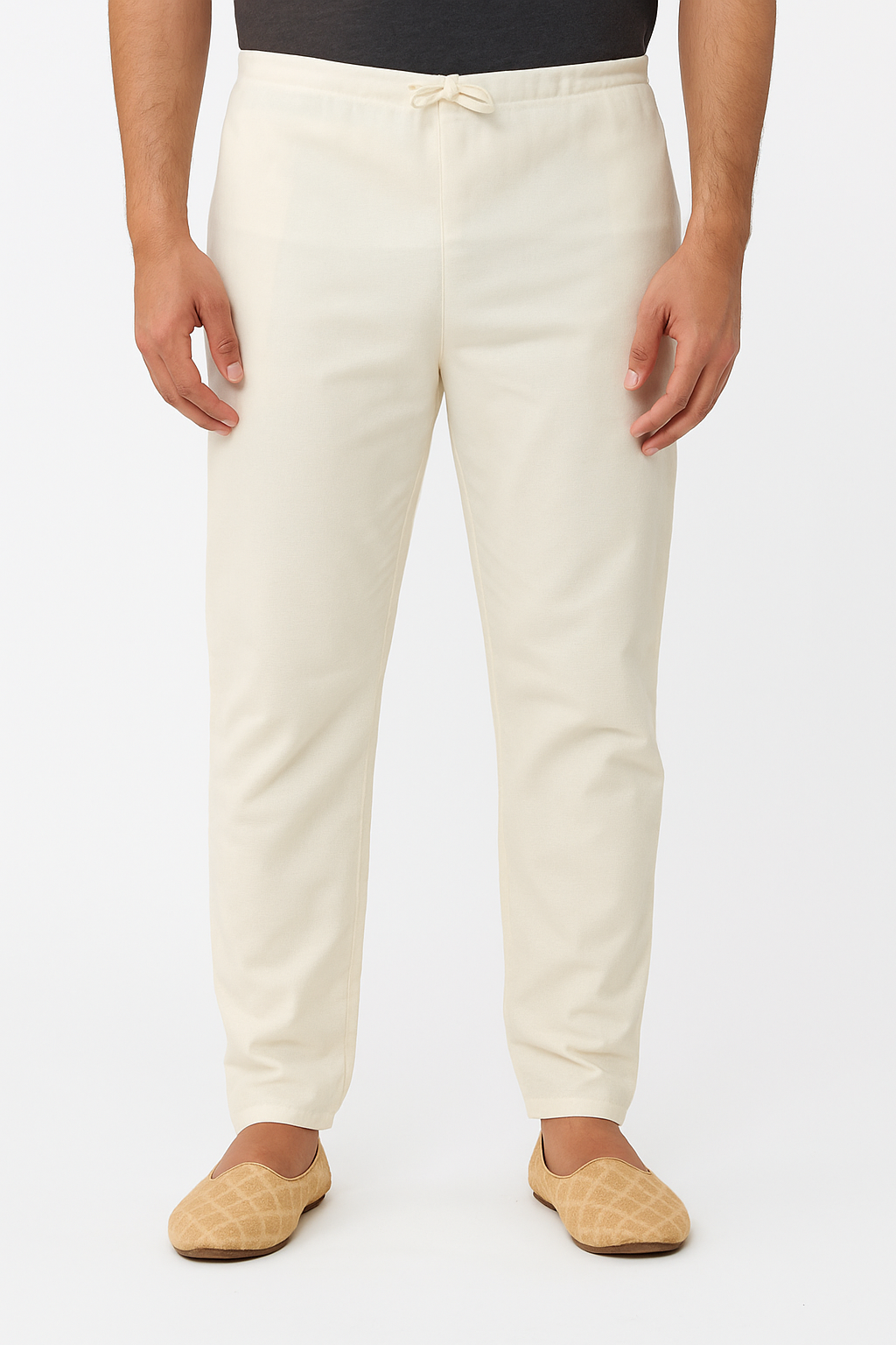 Men's Cream Cotton Blend Pajama Pants | Sizes S–8XL | Indian Ethnic Wear