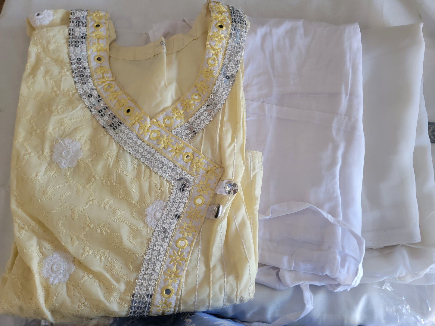 Yellow Cotton Salwar kameez Plus  Chest Size 50