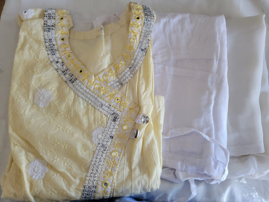 Yellow Cotton Salwar kameez Plus  Chest Size 50