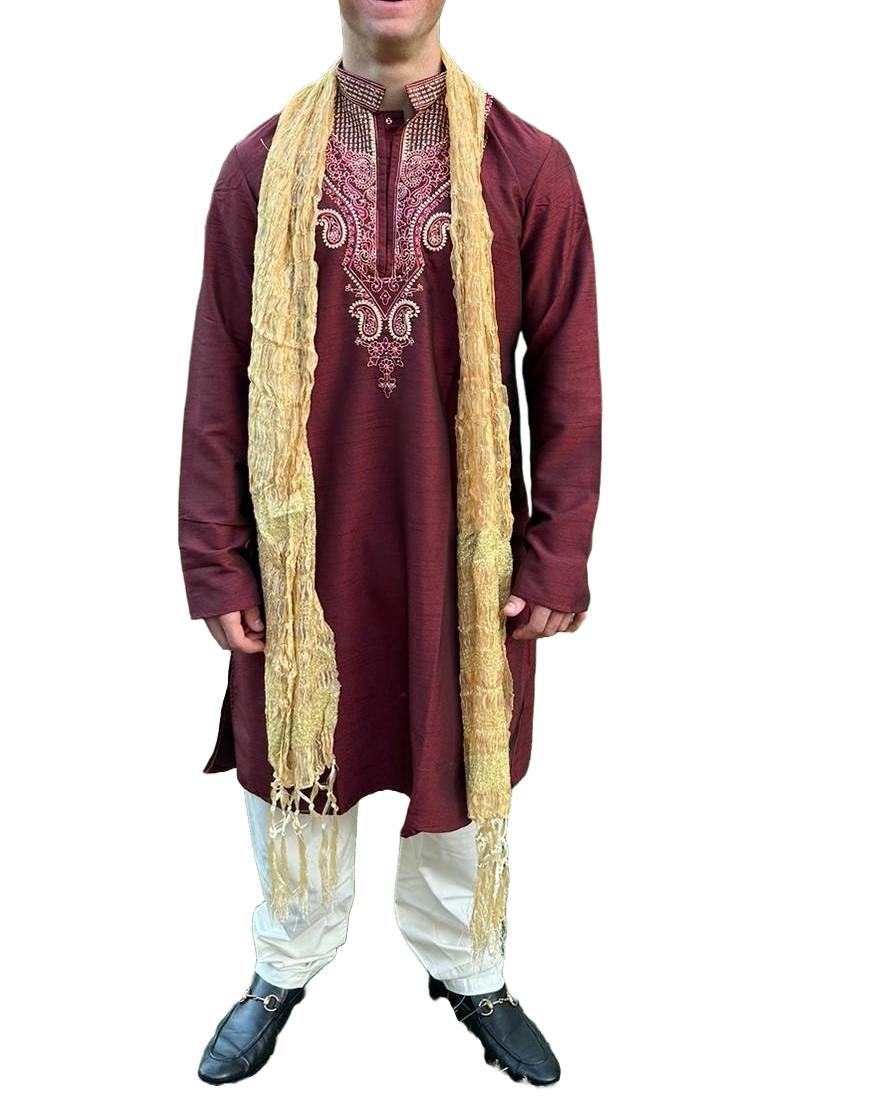 Set Of 6 Gold  Men Scarf Dupatta Shawl Match  Kurta Sherwani Indian Wedding Bollywood party wear