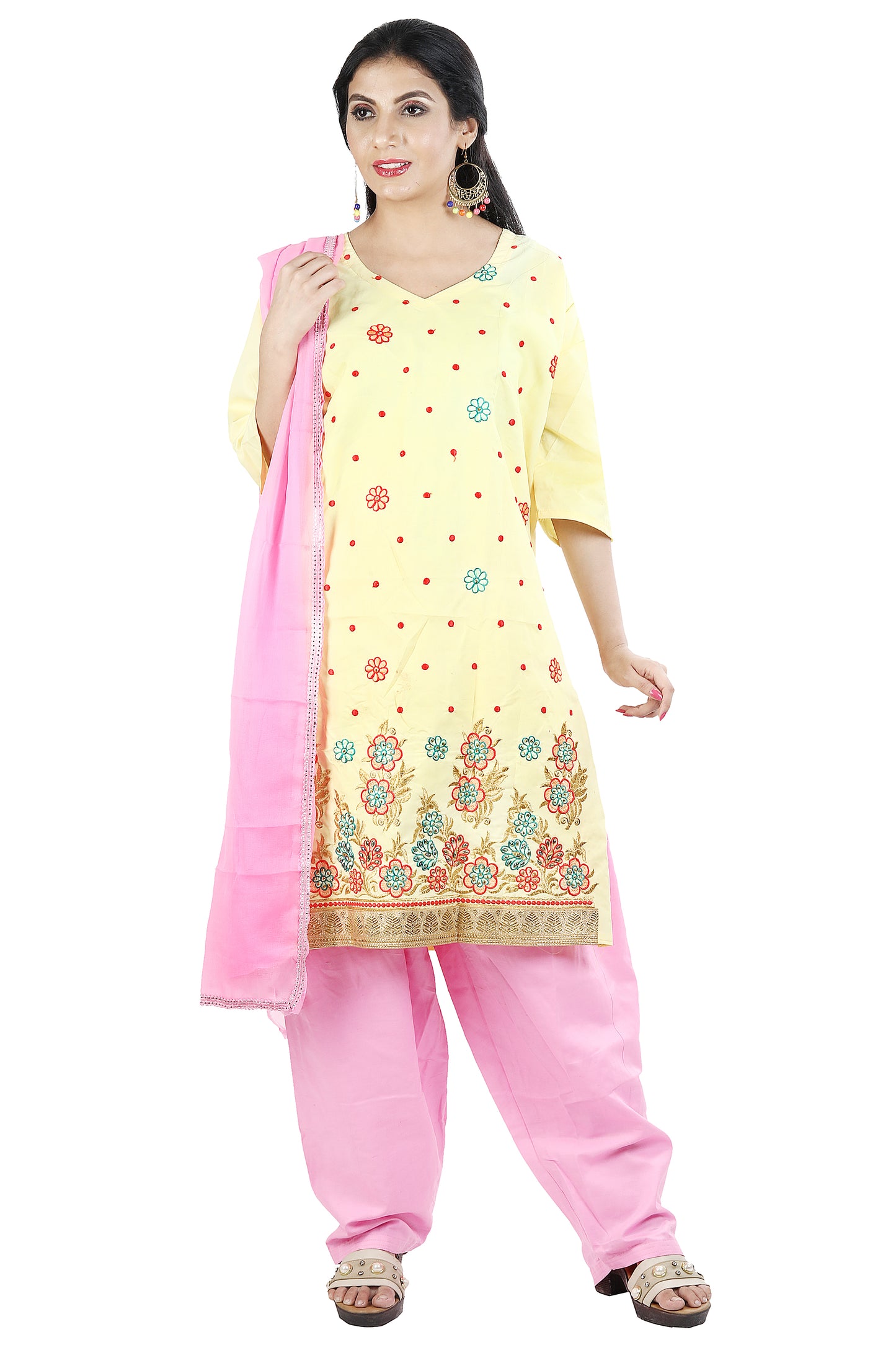 Yellow Cotton Salwar Dress Plus Chest  size 46 XL
