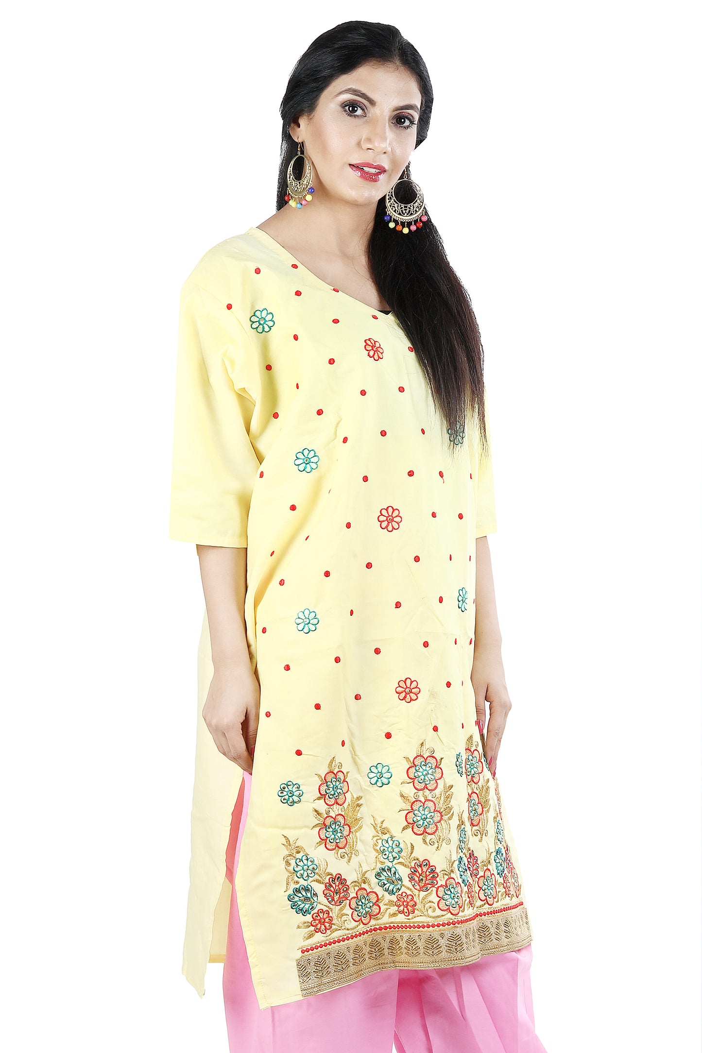 Yellow Cotton Salwar Dress Plus Chest  size 46 XL