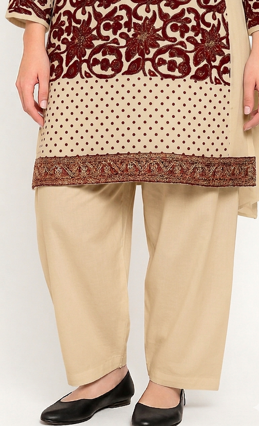 Beige  Crepe Salwar Bottoms – Classic Drawstring Waist (Sizes XS to 8XL)