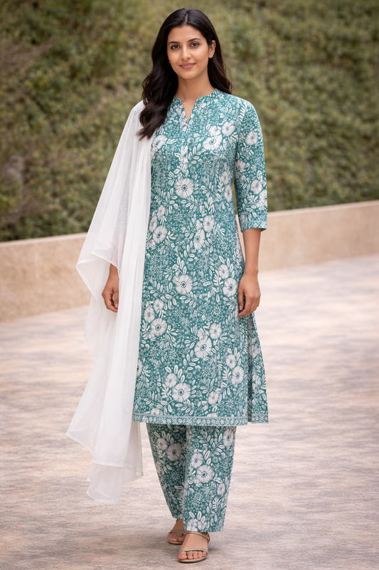 Blue Cotton salwar Kameez dress Plus chest size 48 Long sleeves