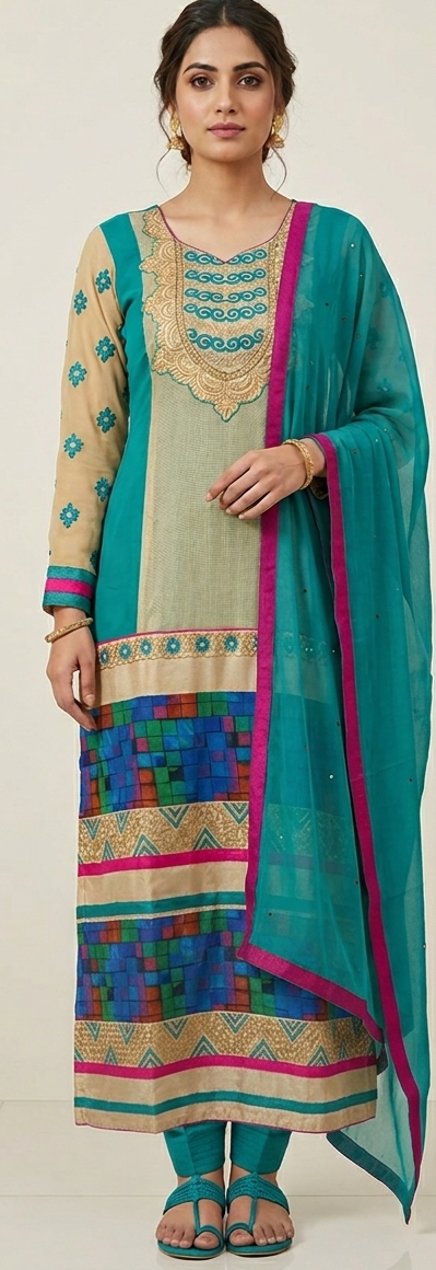 Blue Salwar kameez Plus size 50 Long sleeves