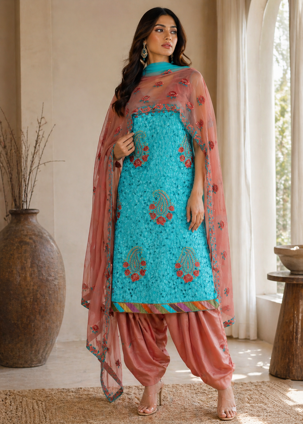 Blue Salwar kameez dress plus chest size 50