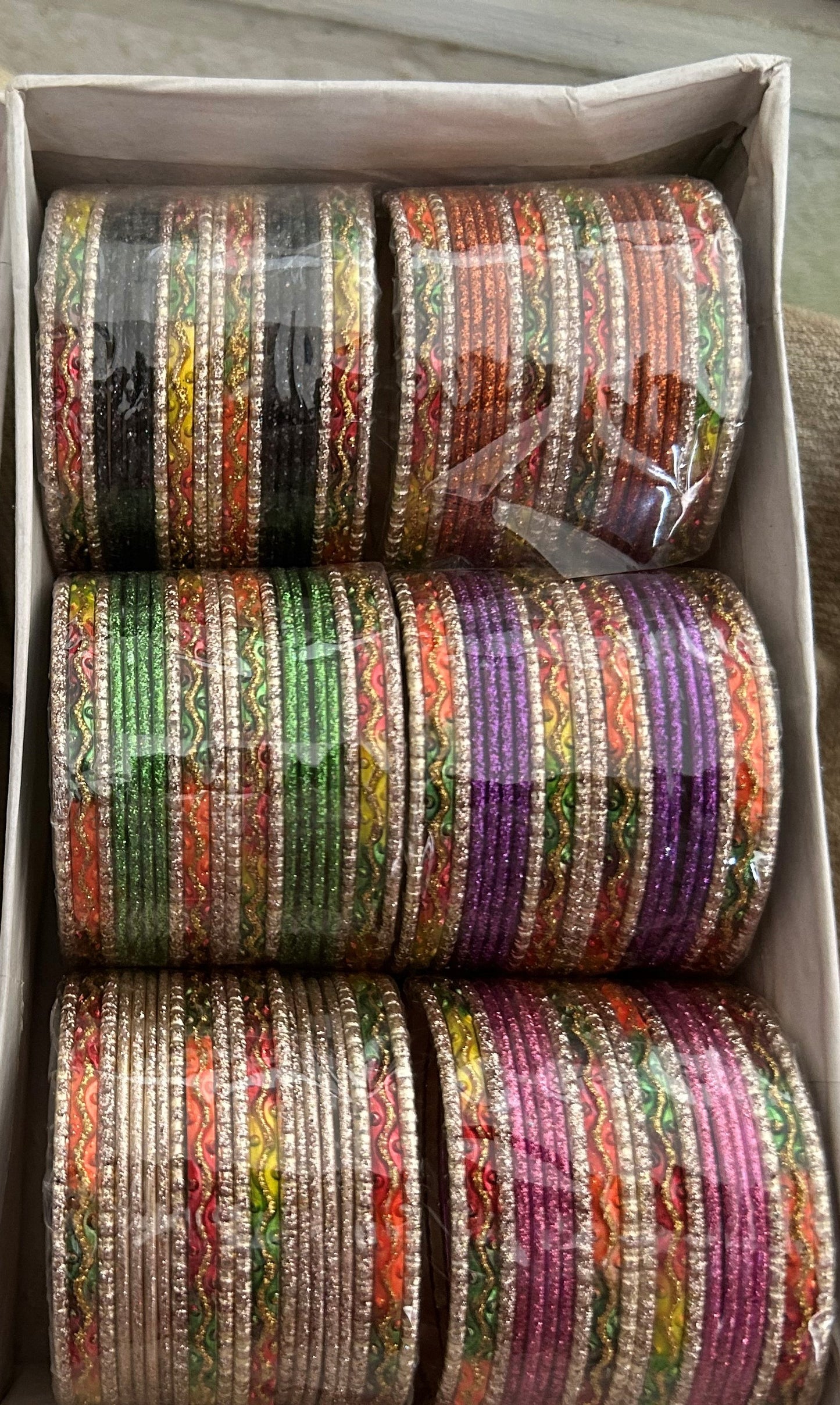 Set of 6 Colorful Girls Bangles – Size 2.4 (Each Set Includes 20 Bangles)