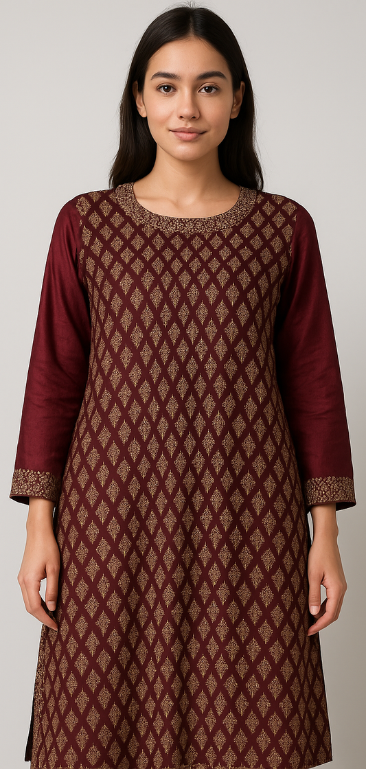 Burgundy Beaded Salwar kameez Dupatta Indian Wedding Party wear size Medium