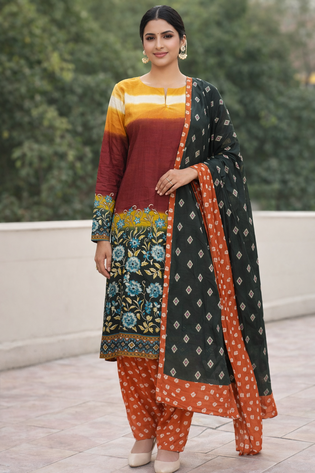 Cotton salwar kameez dress Plus chest size 48 Long sleeves