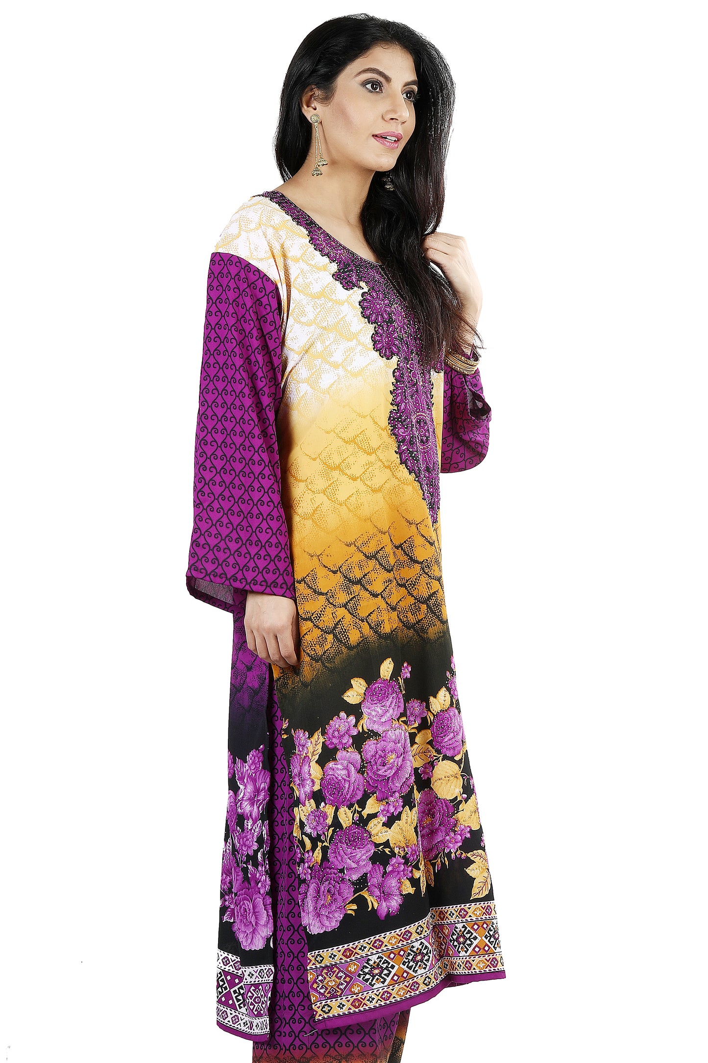 Purple Salwar kameez dress plus chest size 50 Indian wedding party wear Long sleeves