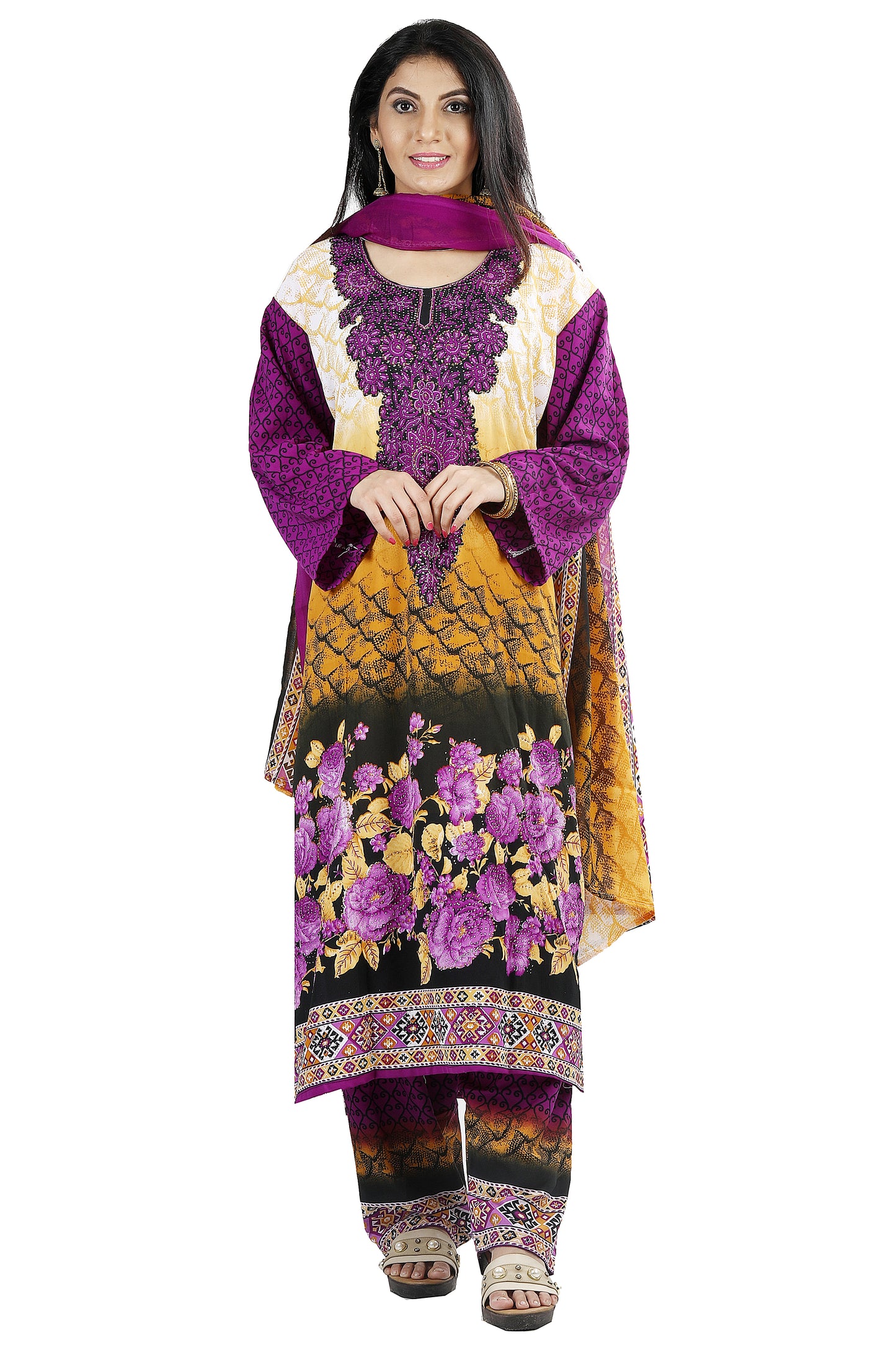 Purple Salwar kameez dress plus chest size 50 Indian wedding party wear Long sleeves
