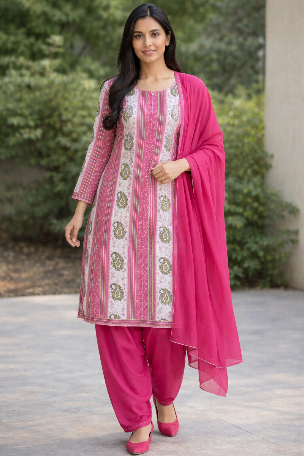 Pink Cotton  Salwar kameez Dress chest plus size 48