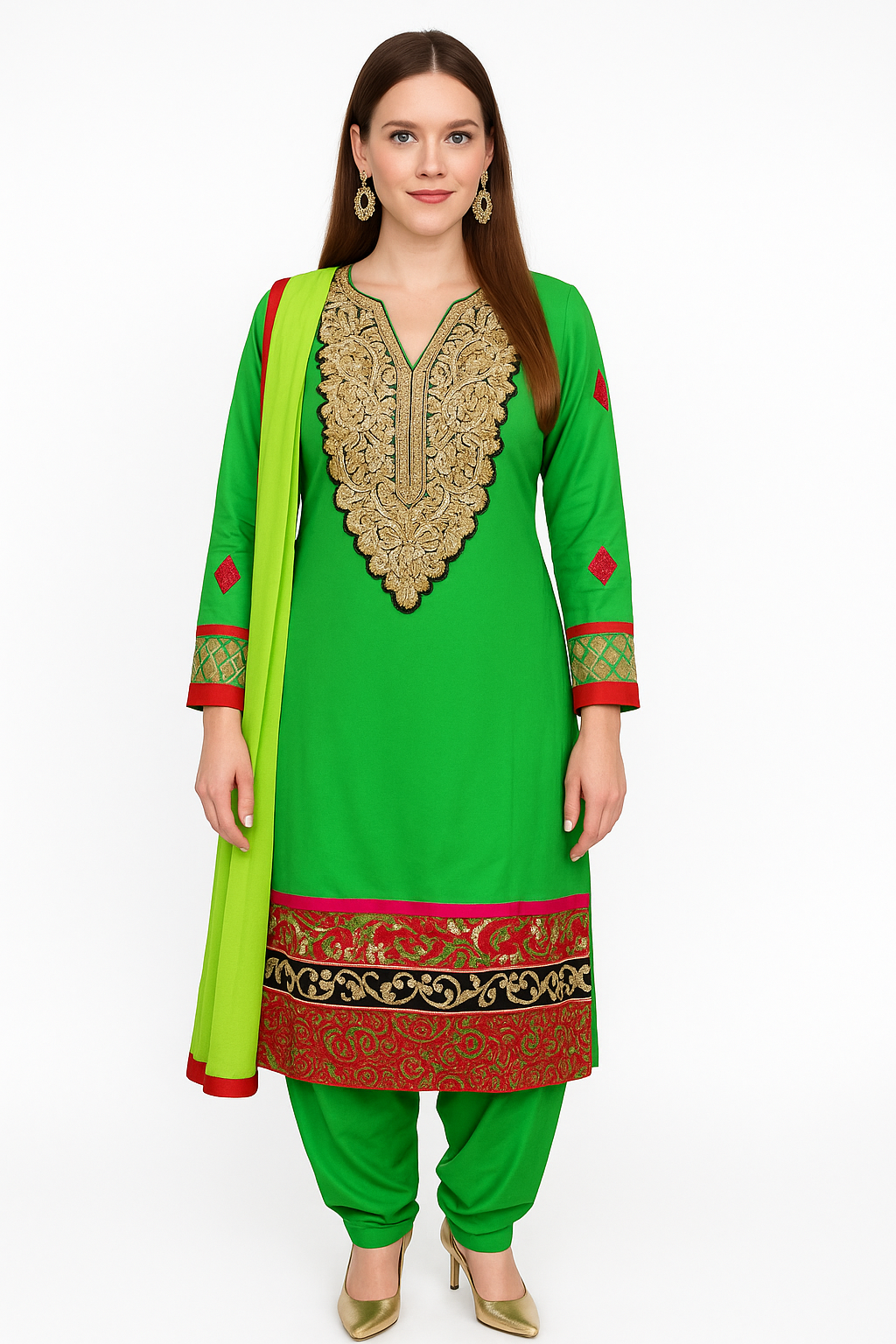 Green salwar kameez Dupatta set chest size 42  Indian wedding party wear