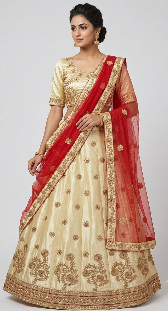 Gold beaded lehenga choli set size 42 large — Indian wedding and festive wear by Apparelsonline