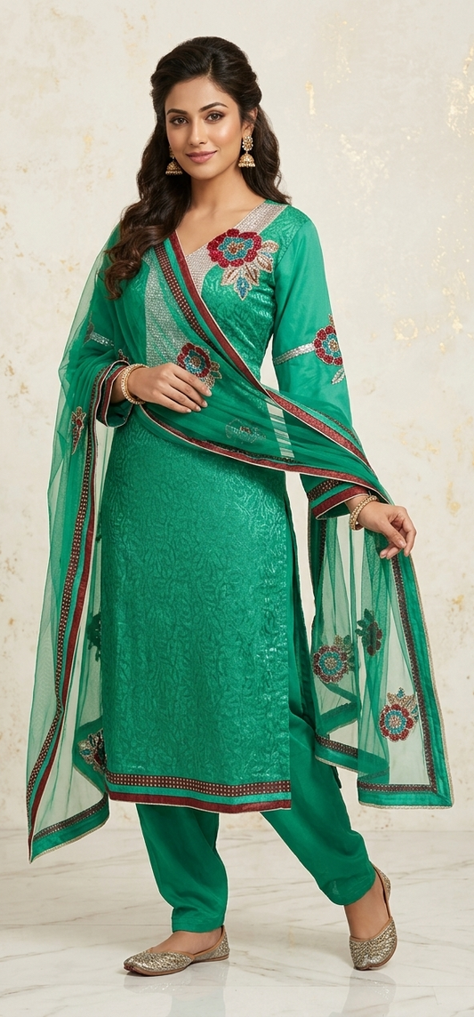 Rich Emerald Green salwar kameez Dress plus chest size 50 Long sleeves