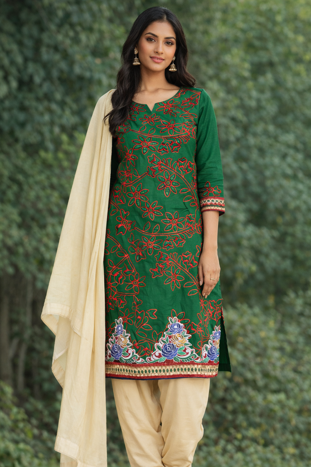 Green Cotton Salwar kameez dress plus chest size 52