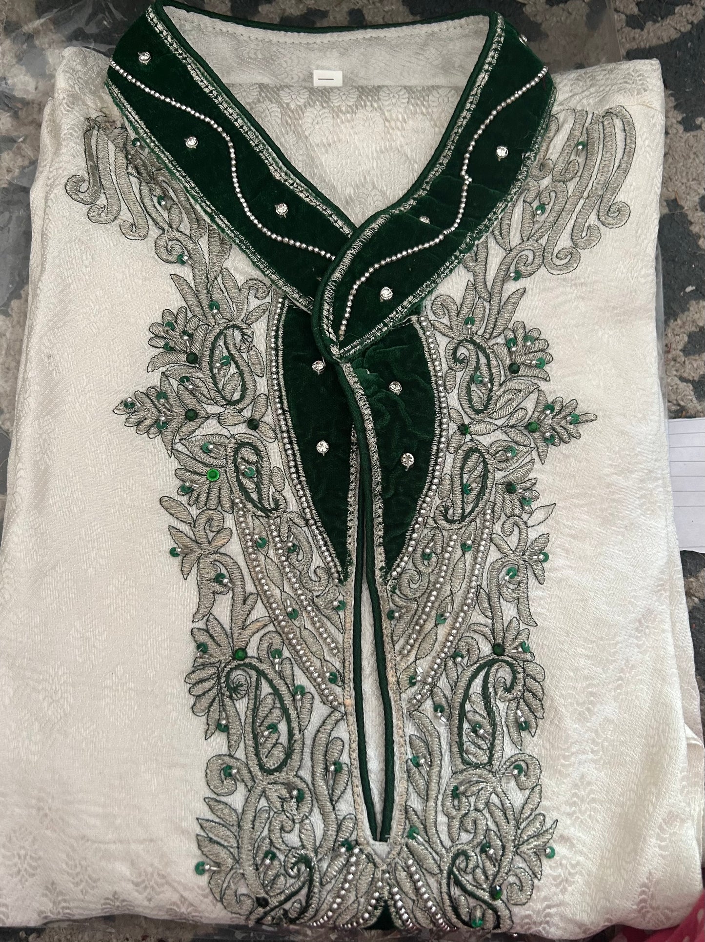 White men sherwani kurta pajama set Indian wedding party wear size 3Xl
