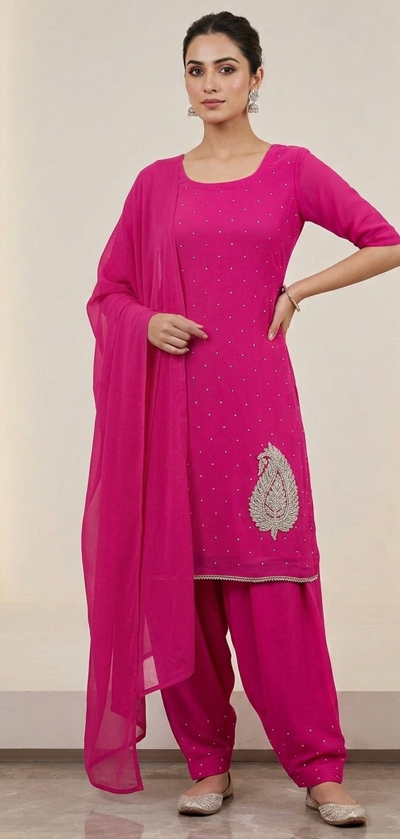 Pink beaded Salwar kameez chest size 44