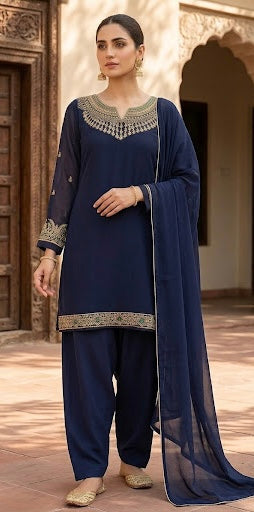 Navy Blue Salwar Kameez – XL, 44-Inch Chest