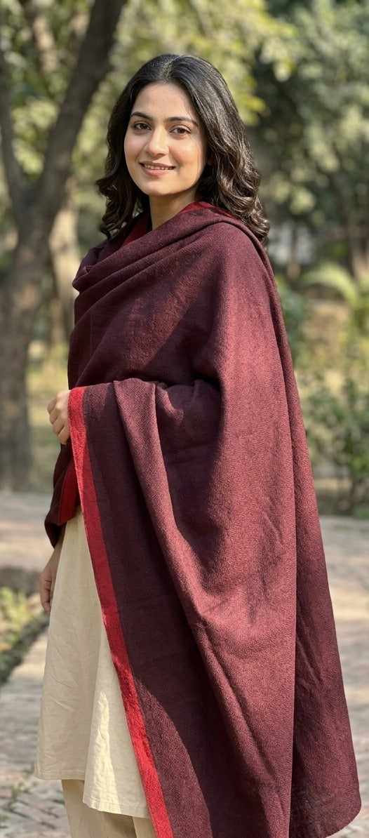 Maroon women's shawl with 2.5-yard length