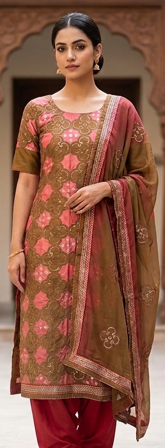 Olive Green Cotton Salwar Kameez  dress Plus chest size 48