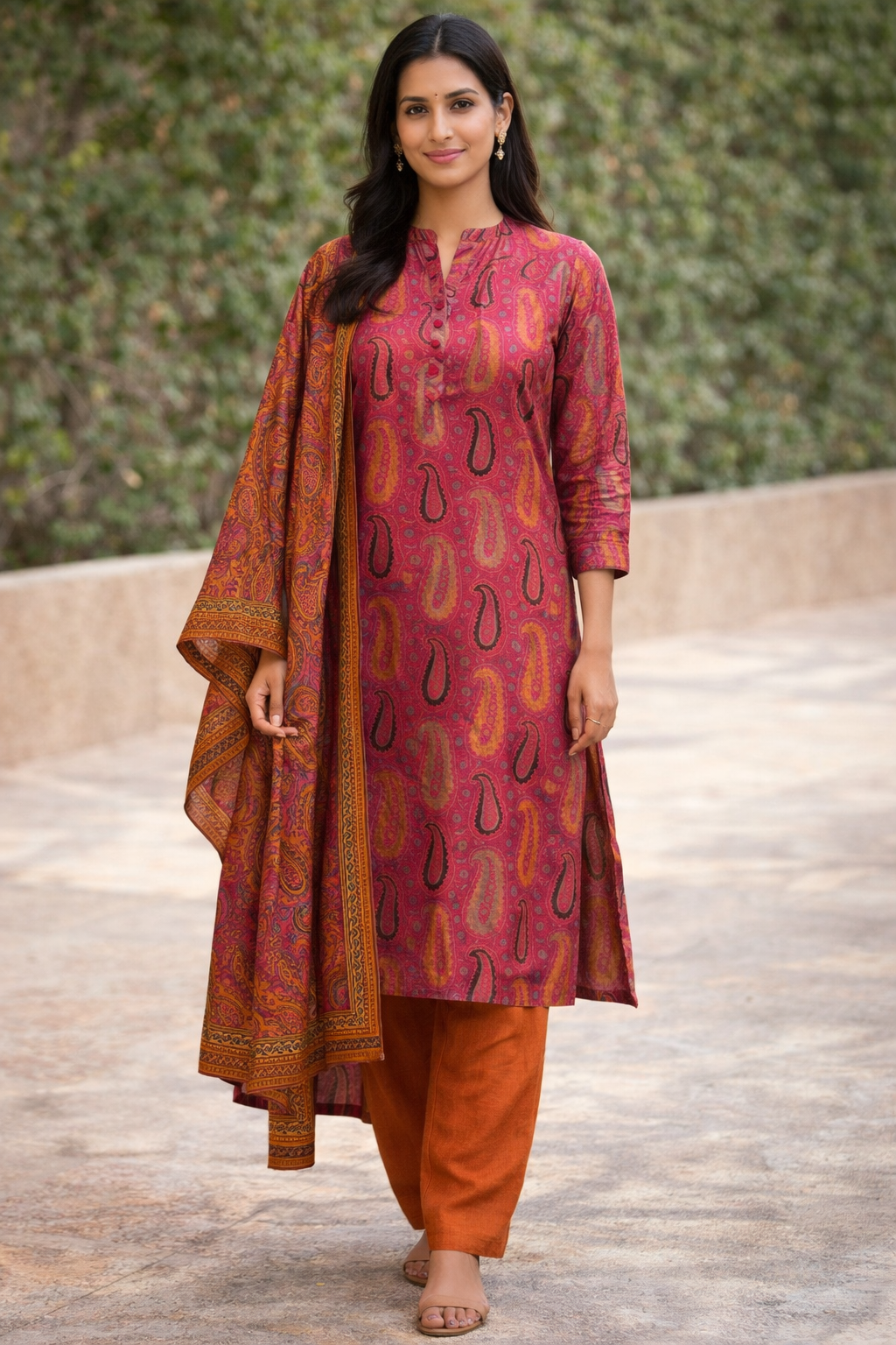 Pink Pus size 50 Cotton Salwar kameez Dress Cotton Long sleeves