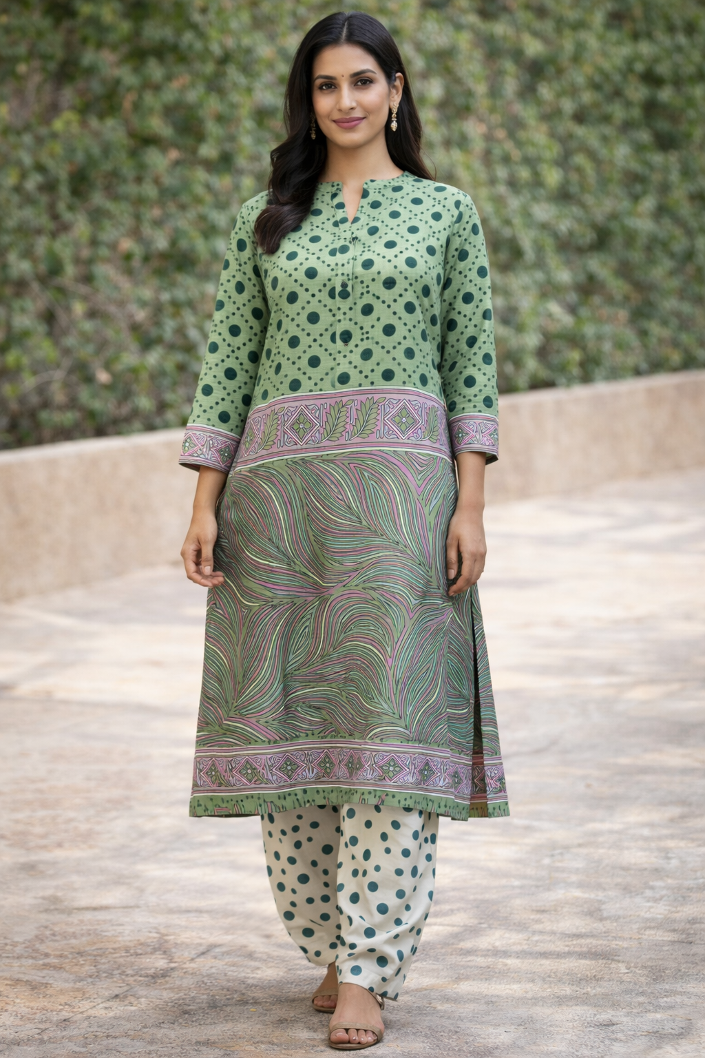 Plus Chest Size 48 Cotton Salwar kameez Dress Long Sleeves