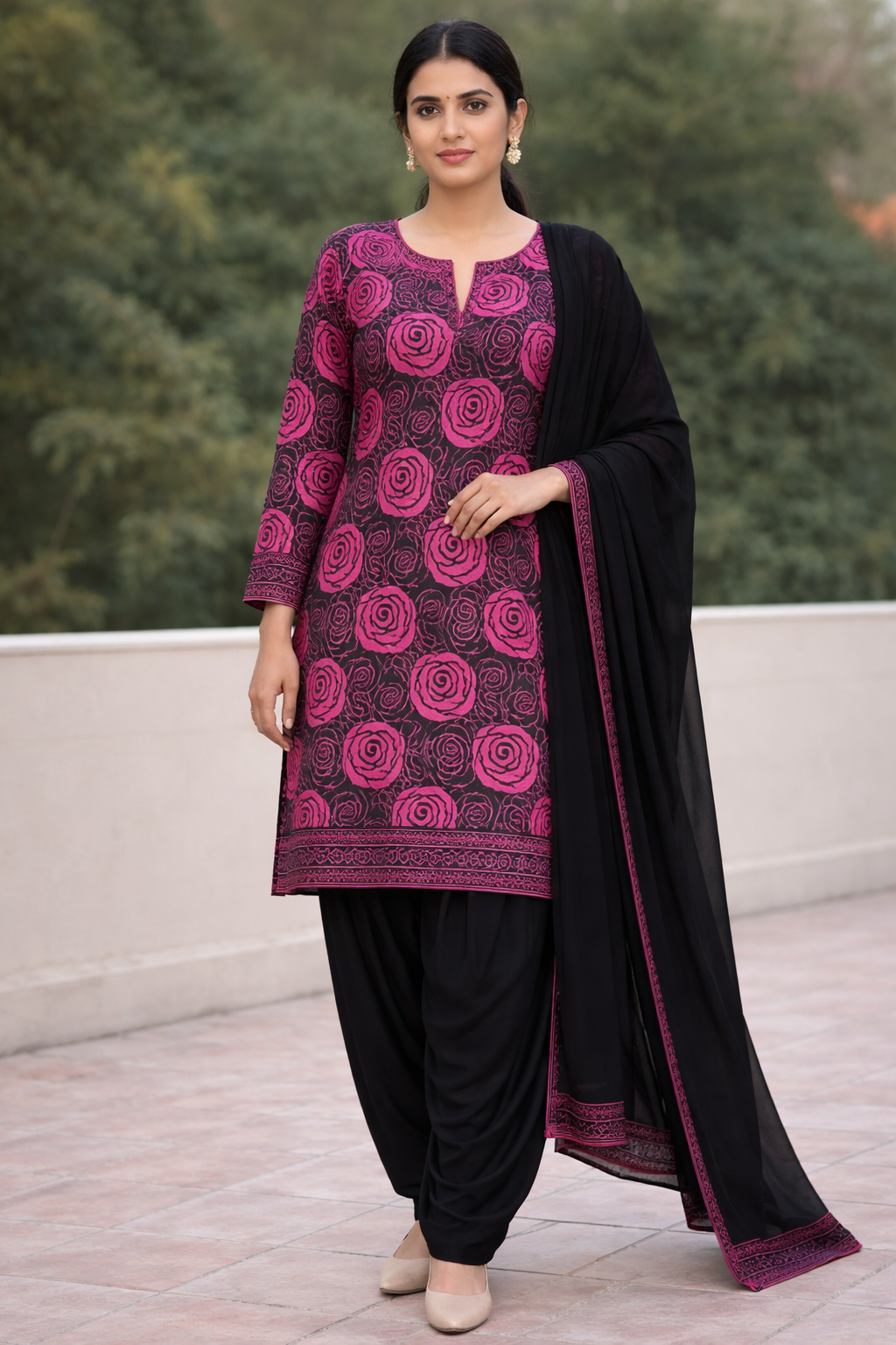 Pink Salwar kameez Cotton Plus chest size 50 Long sleeve