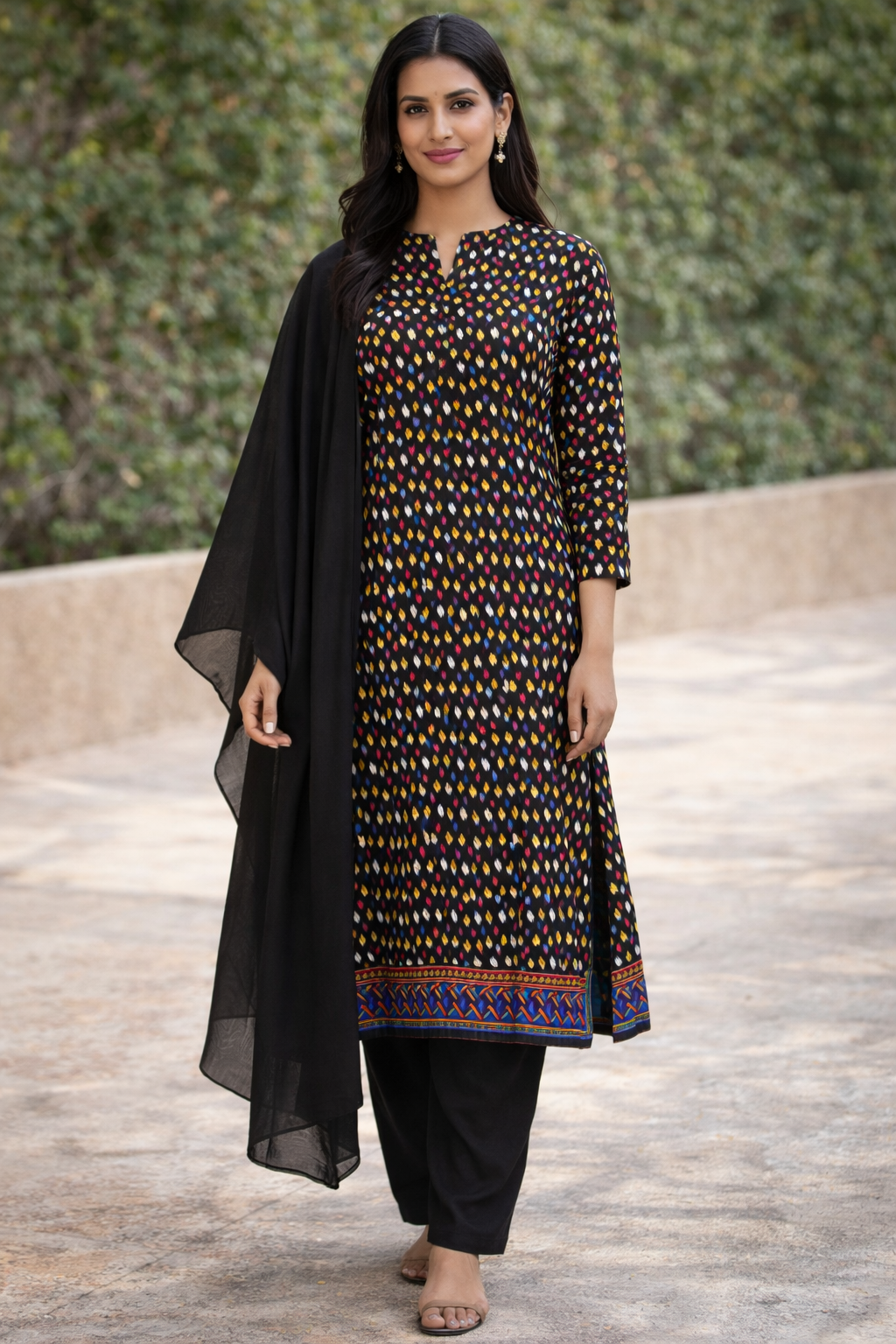 Black Cotton Salwar kameez Dress Plus Chest size 50  Long sleeves