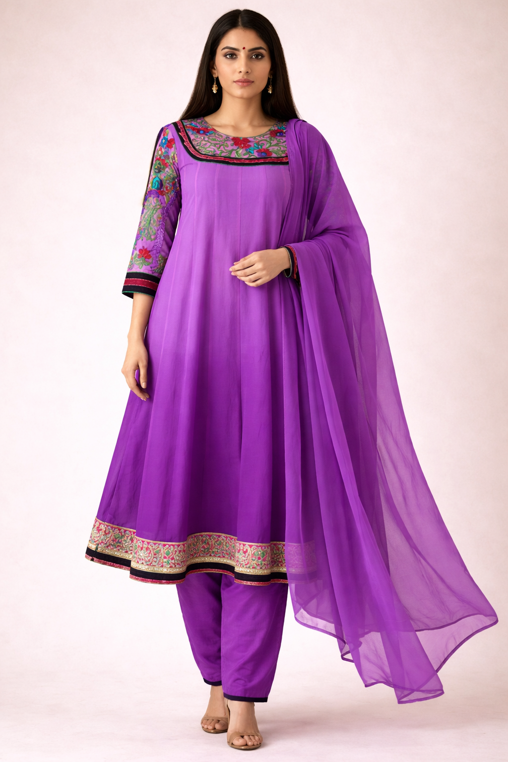 Purple Long sleeves   Salwar kameez Dress Chest Size 34 XXS