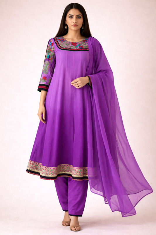 Purple Long sleeves   Salwar kameez Dress Chest Size 34 XXS