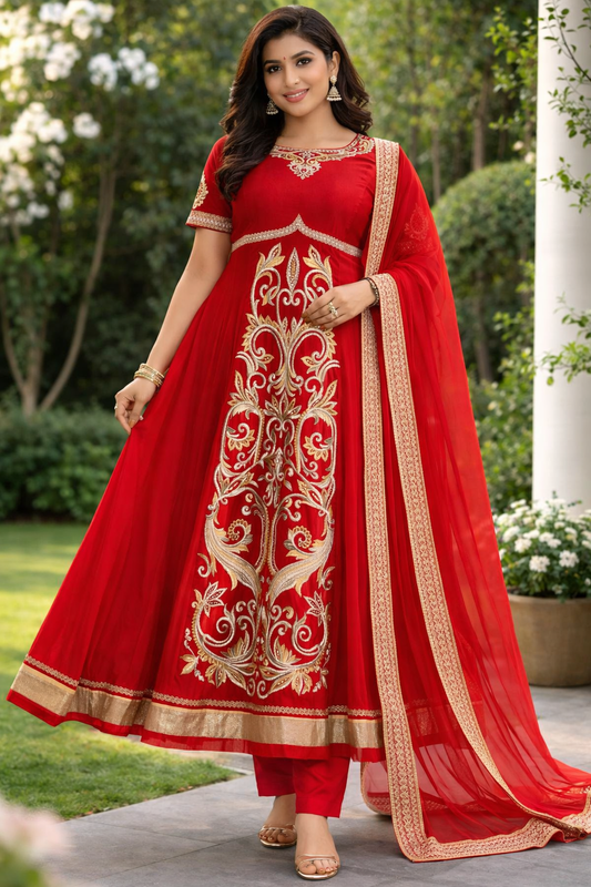 Red Plus Chest size 48  Salwar kameez Dress Indian wedding Party wear Gown Anarkali