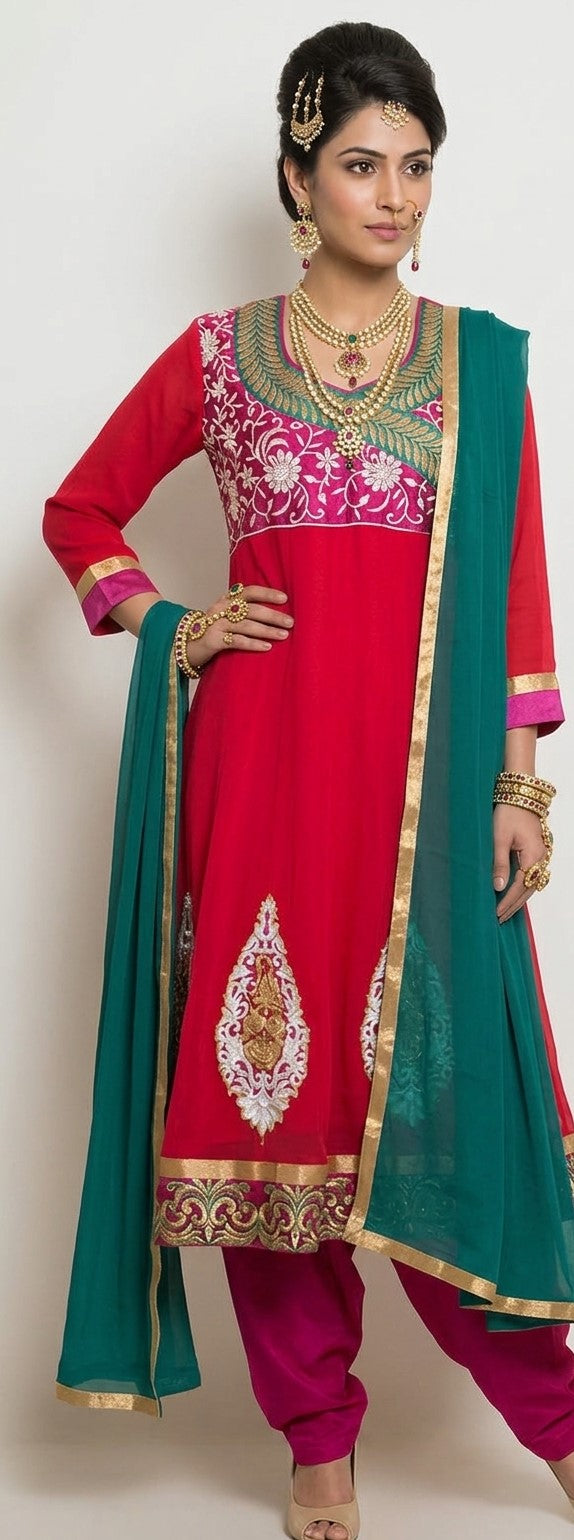 Red Anarkali Dress - Size 40 / Medium