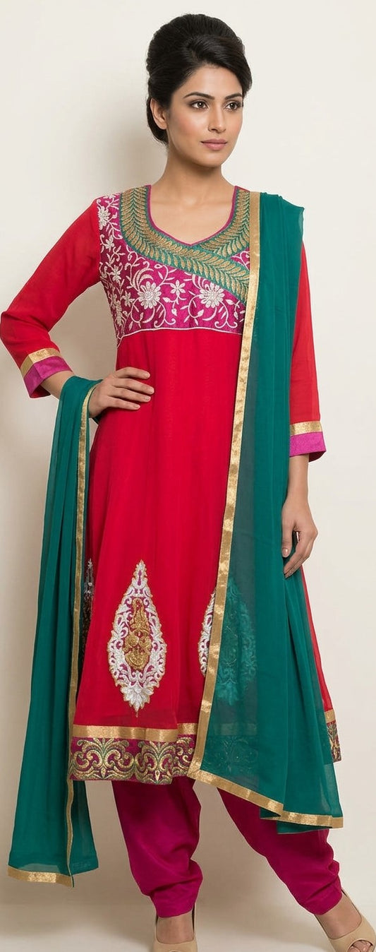 Red Anarkali Dress - Size 40 / Medium