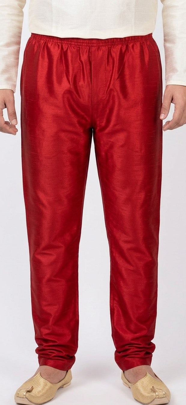 Men's Red Silk Pajama Pants – Traditional Kurta & Sherwani Bottom | Indian Ethnic Wear