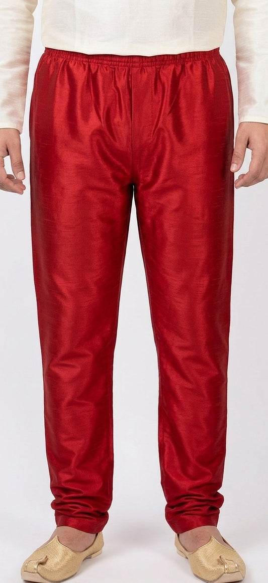 Men's Red Silk Pajama Pants – Traditional Kurta & Sherwani Bottom | Indian Ethnic Wear